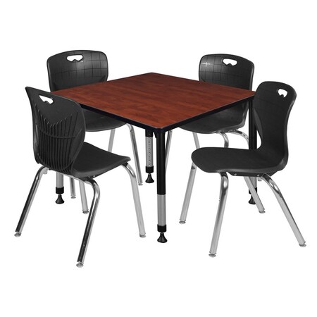 Regency Tables > Height Adjustable > Square Table & Chair Sets, 30 W, 30 L, 23-35 H, Cherry TB4242CHAPBK40BK